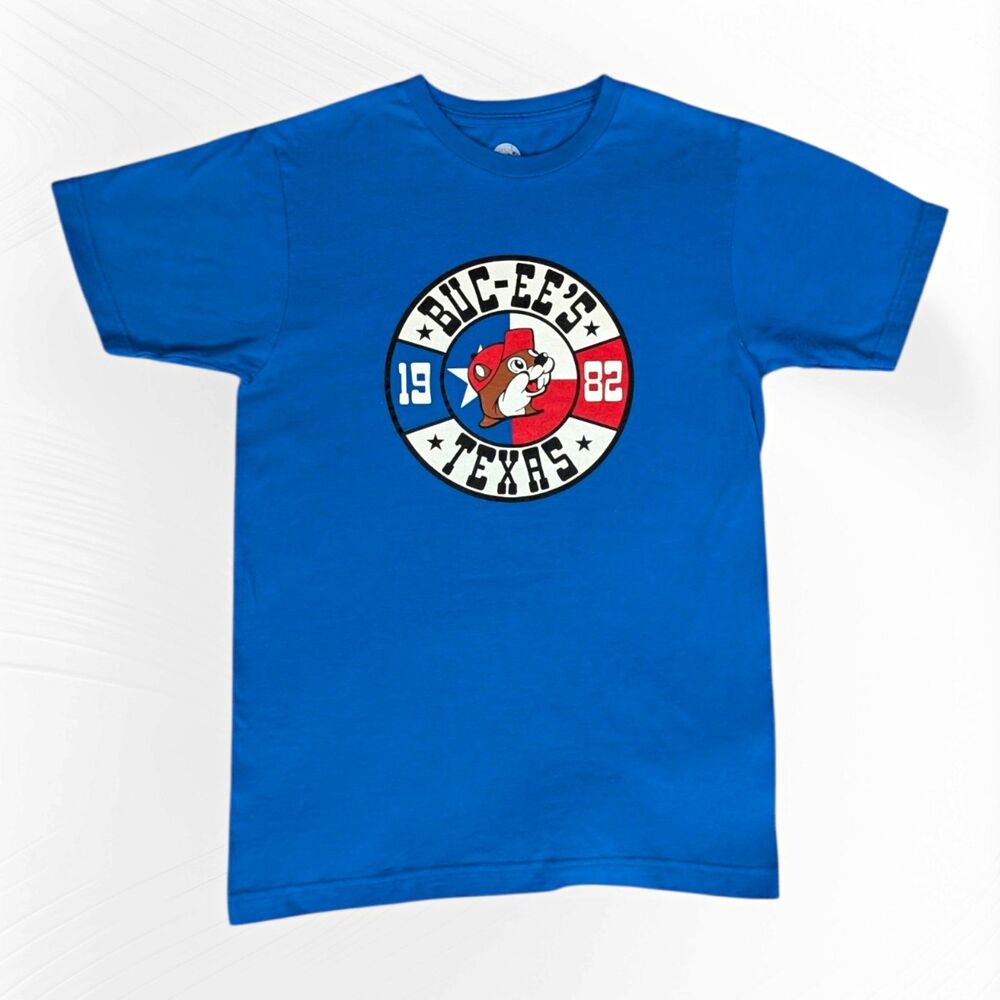 Buc-ee's Texas 1982 Blue Graphic Logo Short Sleeve Crew Neck T-Shirt Mens M